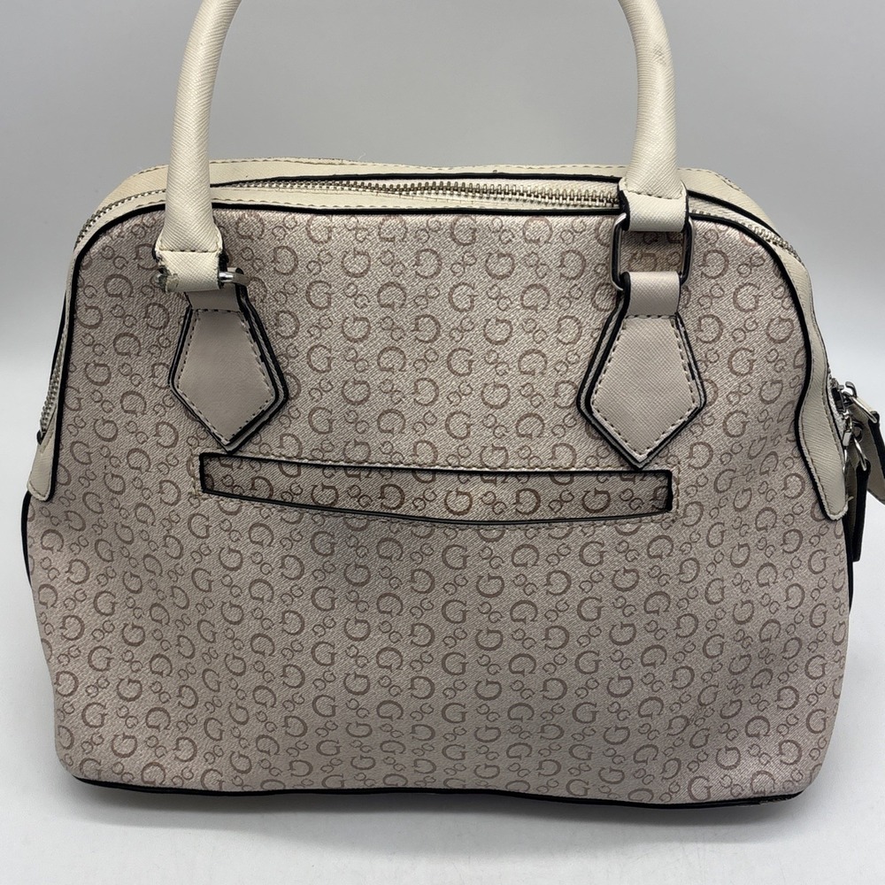 GUESS Logo Satchel Top Handle Bag Zip Closure Detachable Strap - Picture 5 of 16